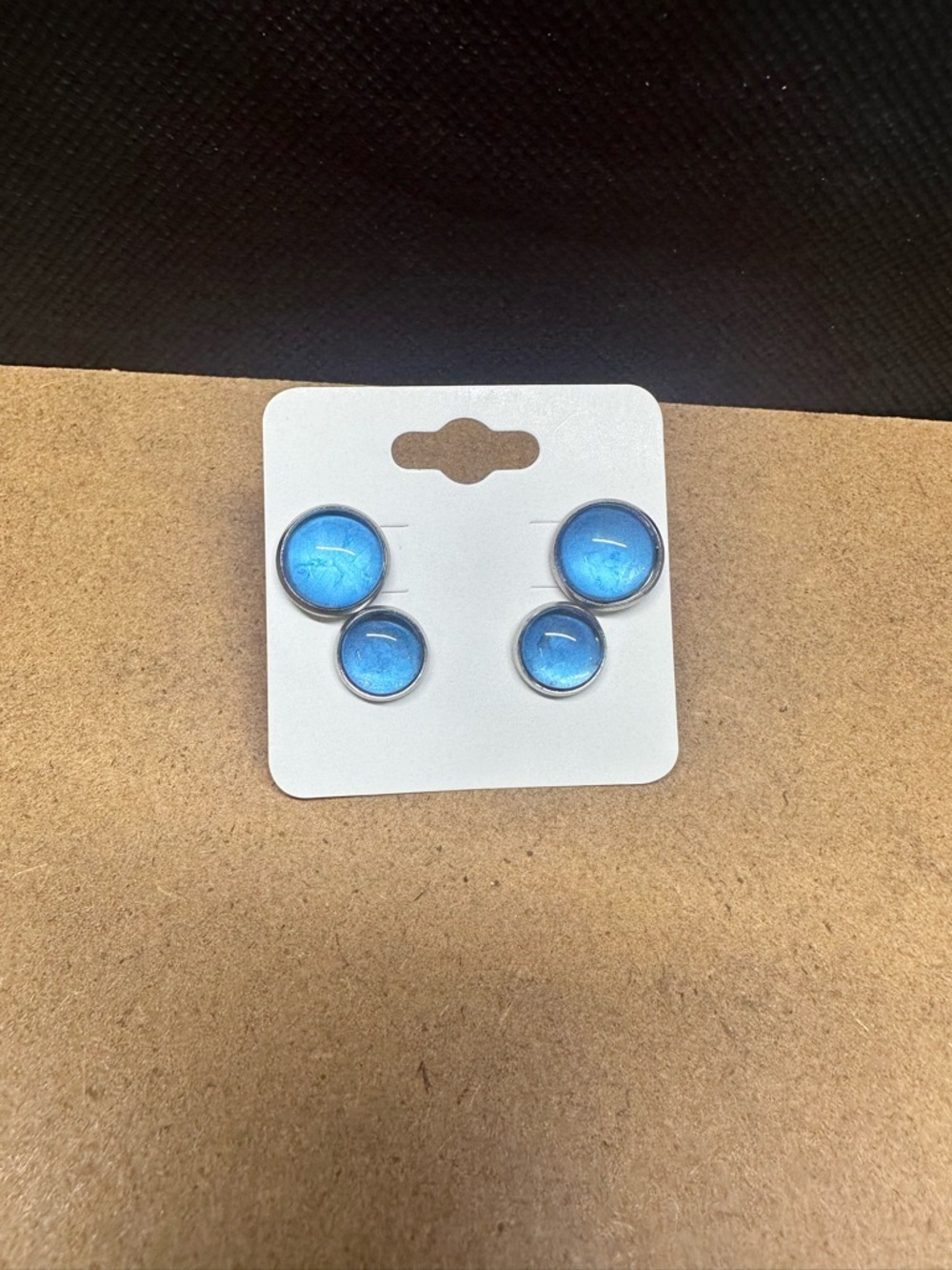 Hand Crafted Blue Round Stud Earring Set